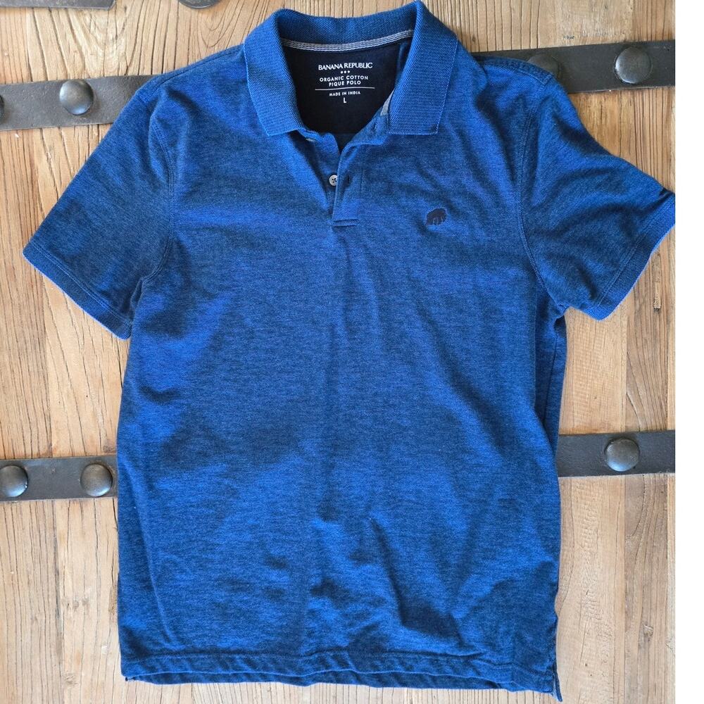 Banana Republic Factory Organic Cotton Pique Polo Blue sz L